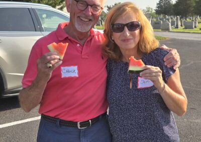 Chuck and Jen enjoy some sweet watermelon